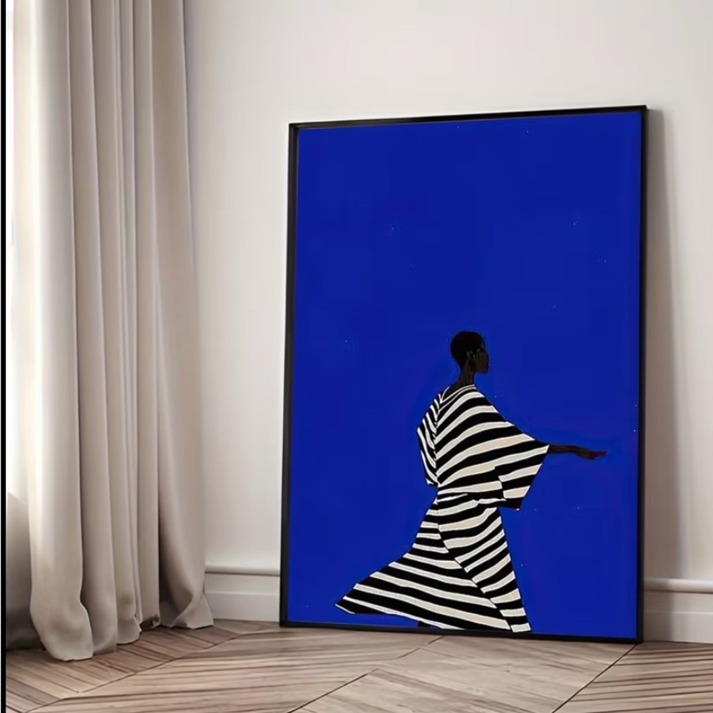 Modern Blue and Black Art Print - Picture 3 of 3